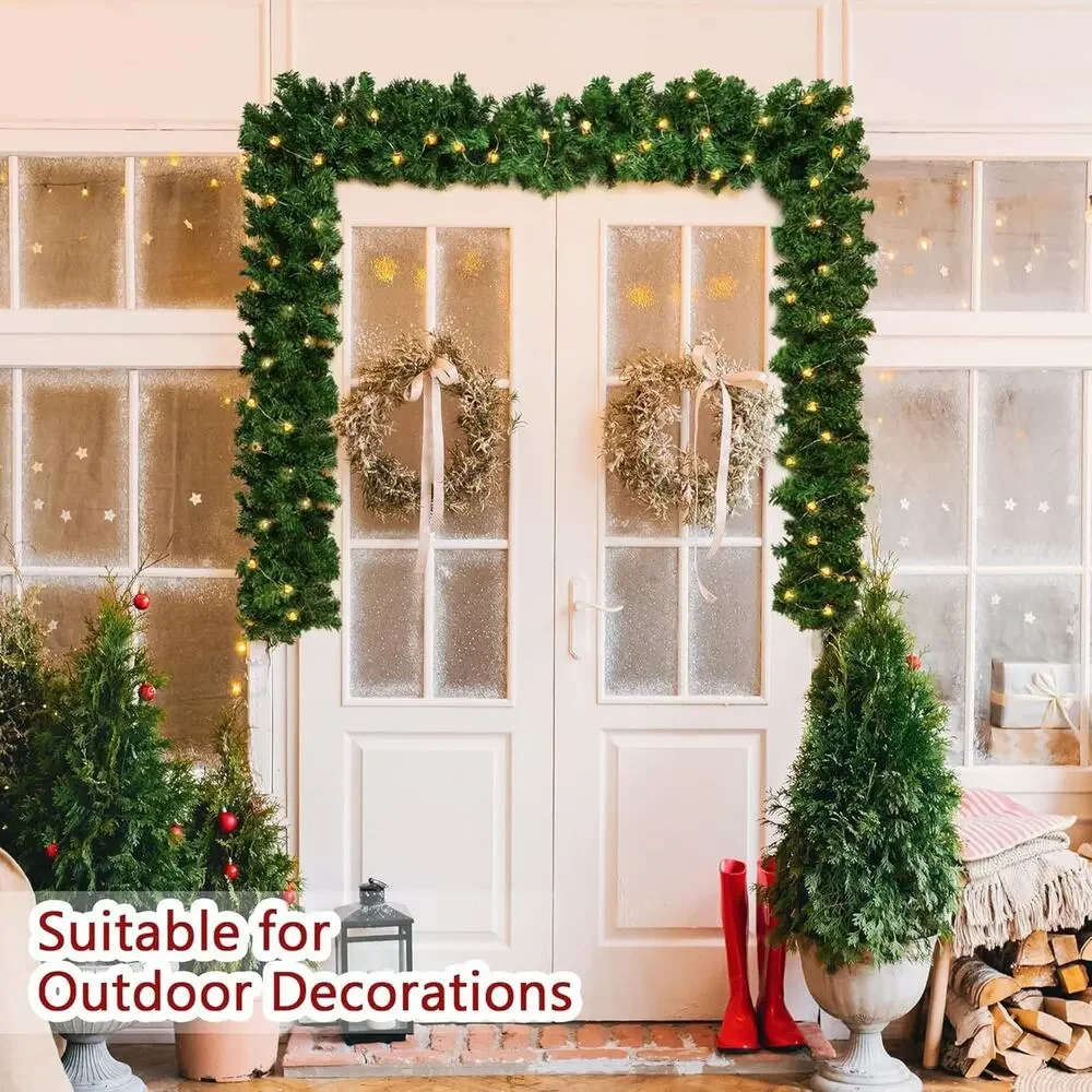 Christmas Garland with Lights, 9FT Artificial Pine with 50 Gingerbread Men